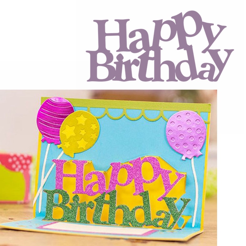 Happy Birthday Metal Cutting Dies Birthday Word Die Cuts For Card Making DIY Scrapbook Decoration Embossed Crafts Cards