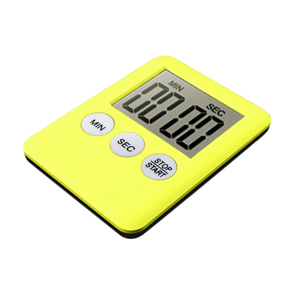 Magnet Kitchen Cooking Timers LCD Digital Screen Kitchen Timer Square Cooking Timer Count Up Countdown Alarm #Y5: Yellow