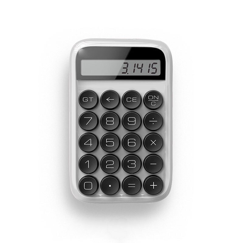 Kreativer, niedlicher taschenrechner mit mechanischer tastatur in form von geleebohnen, schüler- und prüfungsrechner mit 10-- stelliger anzeige, abnehmbarem bildschirm und tasten: Weiß