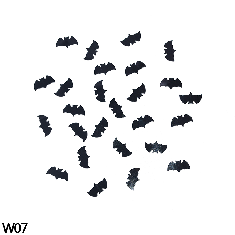 15g Black Bar Cat Spider Star wizard Skull Orange Pumpkin Happy Halloween Confetti Table Sprinkles Supplies Halloween Decoration: W07 bat / 1bag