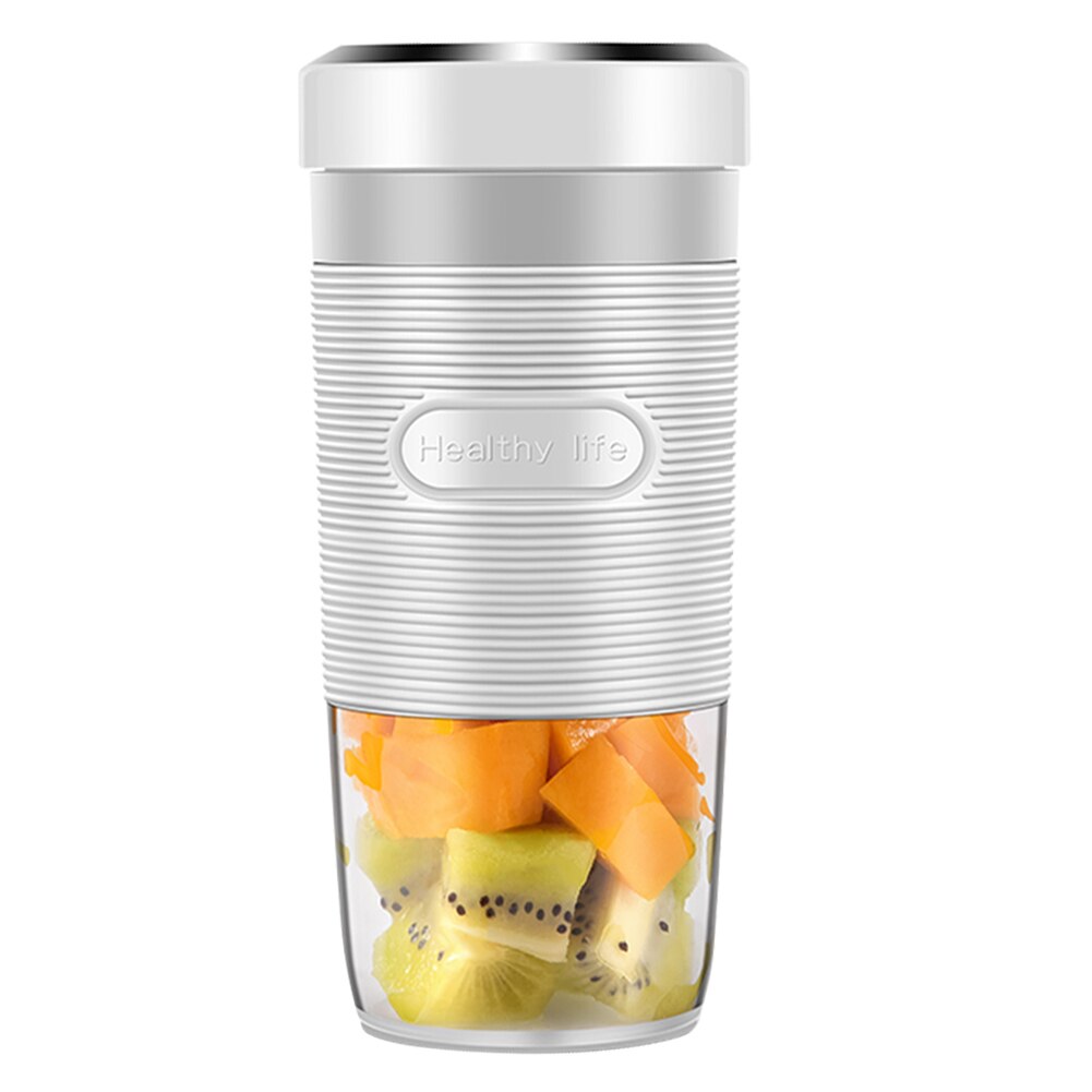 300ml Portable Electric Fruit Juicer Home USB Rechargeable Smoothie Maker Blender Mini Food Processor Juice Maker Juice Cup: White