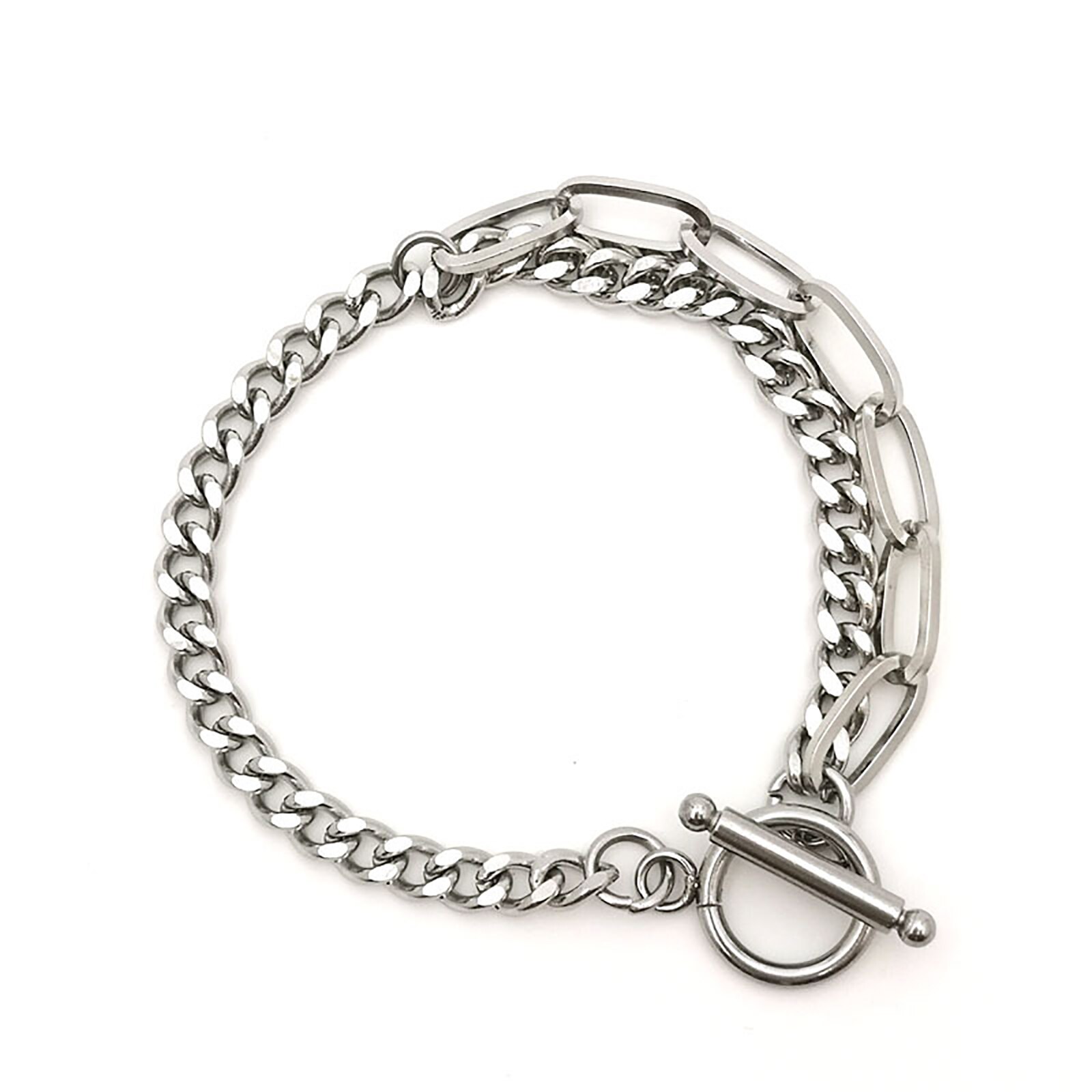 1 Piece Stainless Steel Link Curb Chain And Curb Chain Findings Bracelets Silver Color Oval