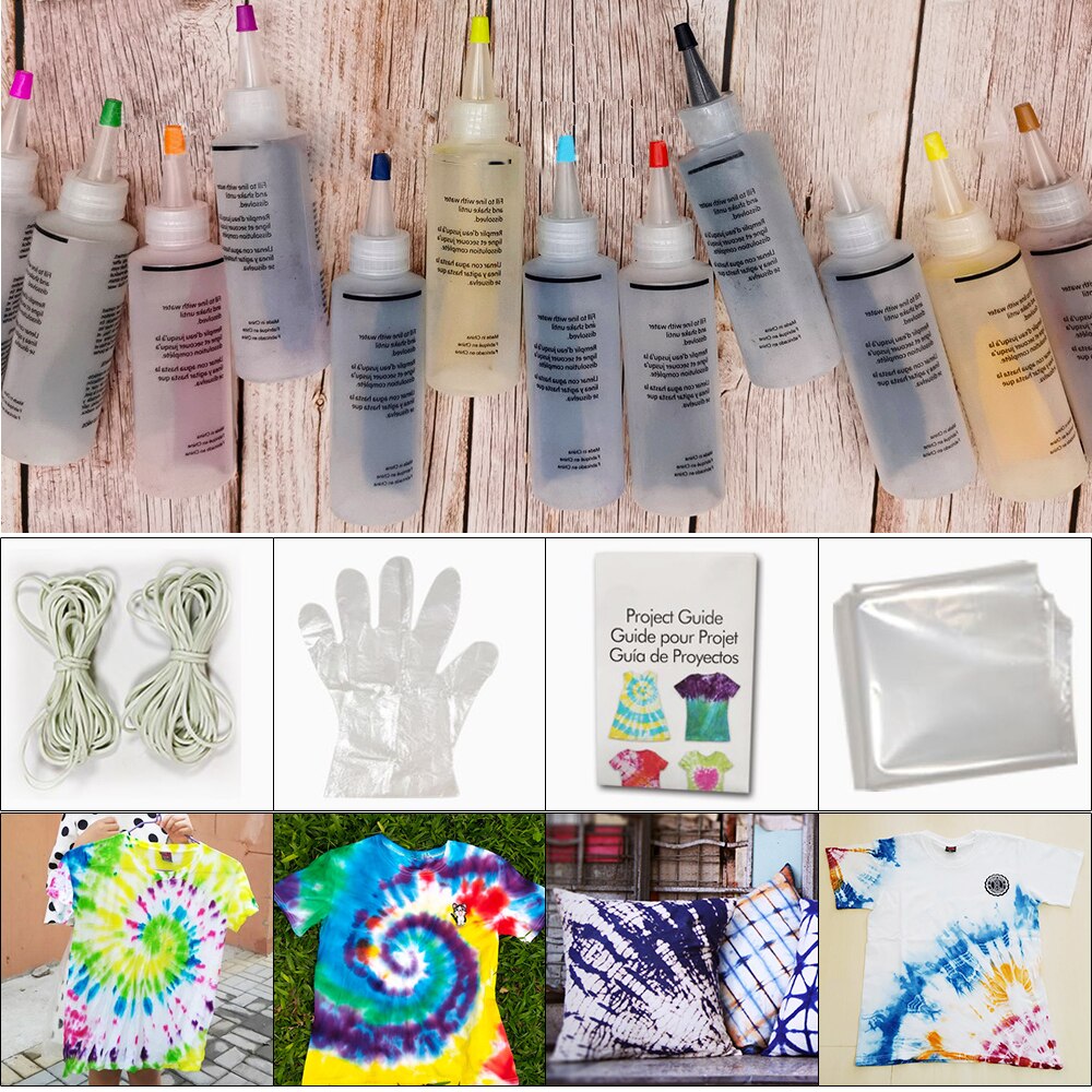 5 Bottles/12Bottles Permanent One Step Tie Dye Set DIY Kits for Fabric Textile Craft Arts Clothes for Solo Projects Dyes Paint