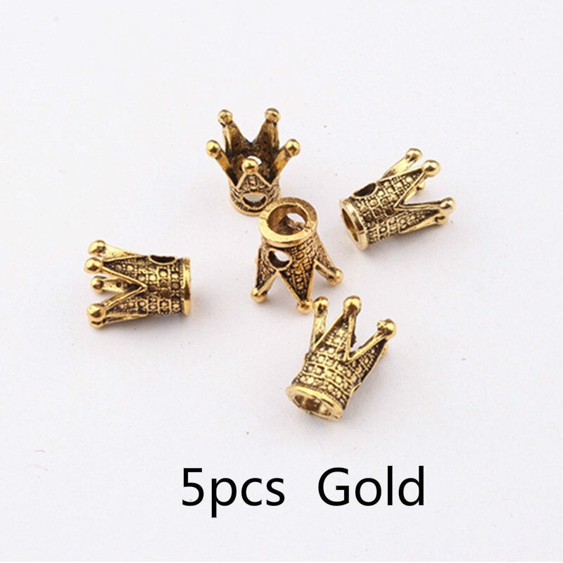 5/10 stk krone stort hul perler afrikansk flettet guld sølv smykker metal hår fletning dreadlock perler krone udhulet: 5 stk guld