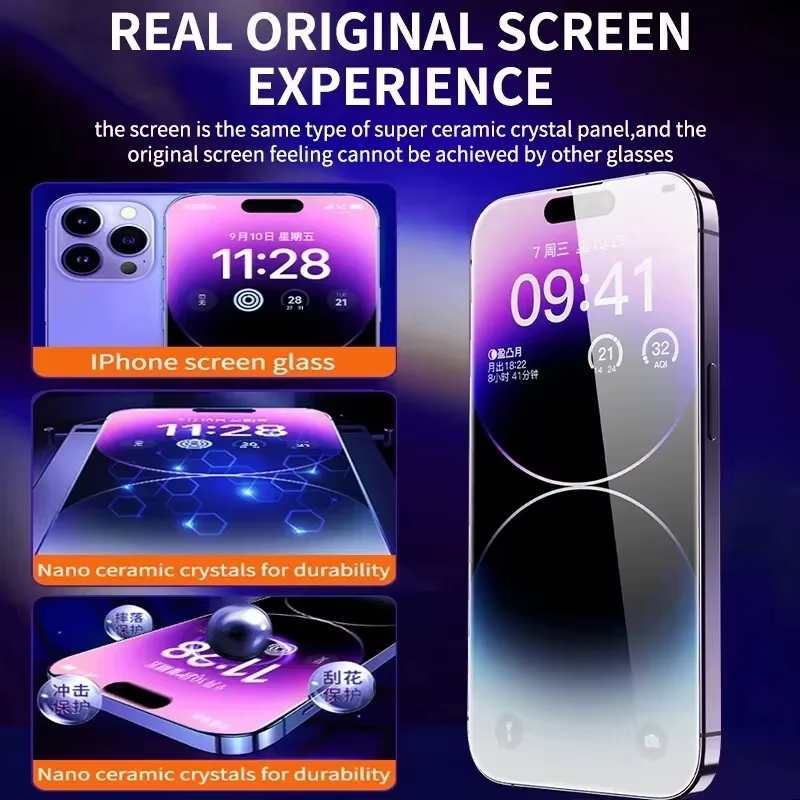 2 stuks stofvrije installatie privacy screenprotector voor iPhone 14 11 12 13 15 16 17 18 Pro Max Air 7 8 Plus Mini gehard glas