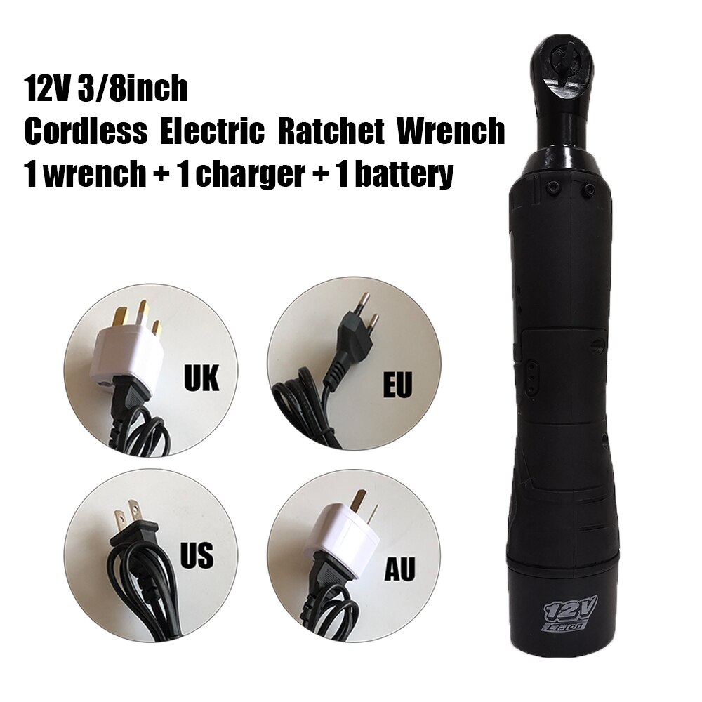 12V Electric Wrench 3/8 Inch Cordless Ratchet Right Angle Wrench With LED Light Batteries Kit Rechargeable Scaffolding
