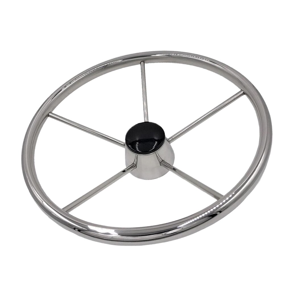 5-Spoke 13-1/2 Inch Stainless Steel Boat Steering Wheel for Marine Yacht Pontoon Boats Dinghy