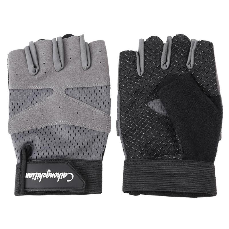 Sport Fitness Anti-Zweet Anti-Slip Outdoor Fietsen Ademende Half Vinger Handschoenen Zwart Grijs Fietsen Accessoires L/xl: Grijs / L