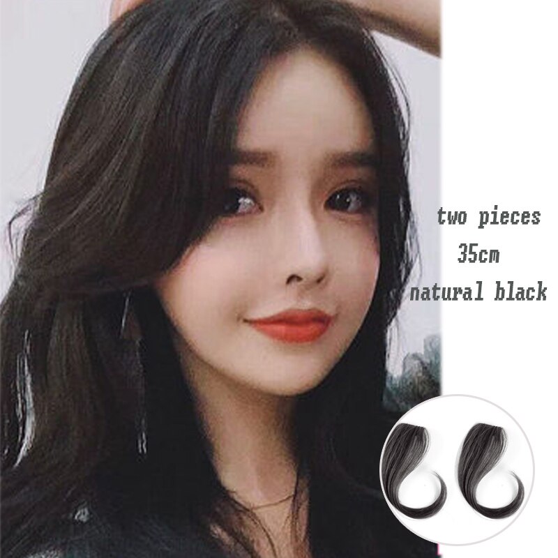 synthetic Bangs clip on Front Hair Side Fringe Hair Synthetic Hair Bangs Hairpiece Long Bangs Extensions for Women 25-35cm: 35-2-2