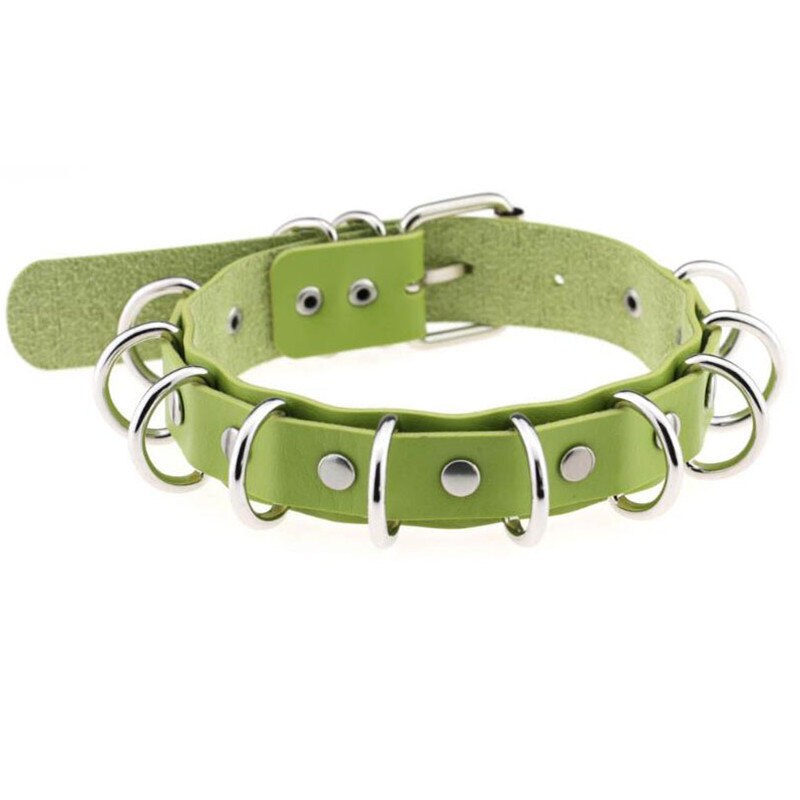 Collar de Metal multicapa con remache de punta redonda para mujer, Gargantilla gótica, joyería: green