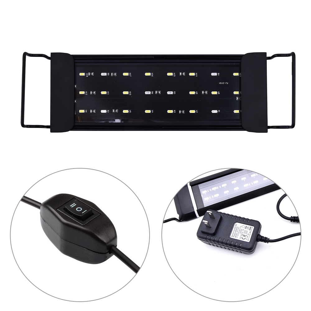 Superlys 12/24w ledet akvarielys fisketank lys gresslampe til 30-80cm plantet akvarium hvit varm hvit blått lys  d25: 24 leds oss støpsel