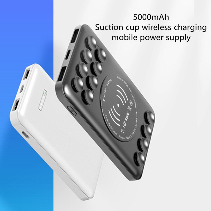 Wireless Power Bank 5000Mah Sucker Type Draadloze Mobiele Stroomvoorziening Voor Iphone 12 Mini Pro Max Xiaomi Huawei Draadloze lader