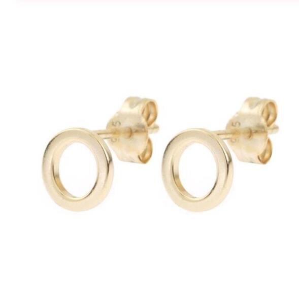 ROXI, joyería minimalista de , pendientes de tuerca de círculo redondo Punk geométrico para mujer, pendientes pequeños huecos de Plata de Ley 925: Dorado