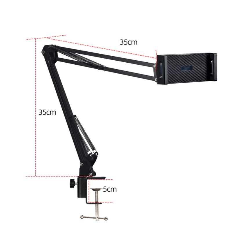 iPadhouder voor bed 360° ° Roterende Desktop Mount Telefoon Clip Stand met 70 cm Metalen Arm Voor 4.5 ~ 9.7 inch Telefoon Tablet Legering beugel