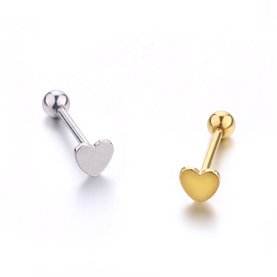 Heart tongue ring polished stainless steel tongue stud woman man tongue piercing jewelry gold silver 1-2 pcs