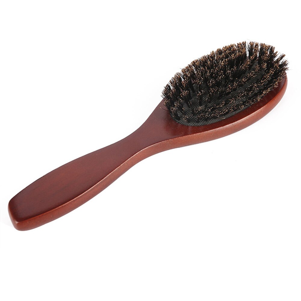 Brosse à cheveux en poils de sanglier naturels, peigne de Massage, brosse à palette de cuir chevelu, manche en bois de hêtre, outil de coiffure: Dark Brown