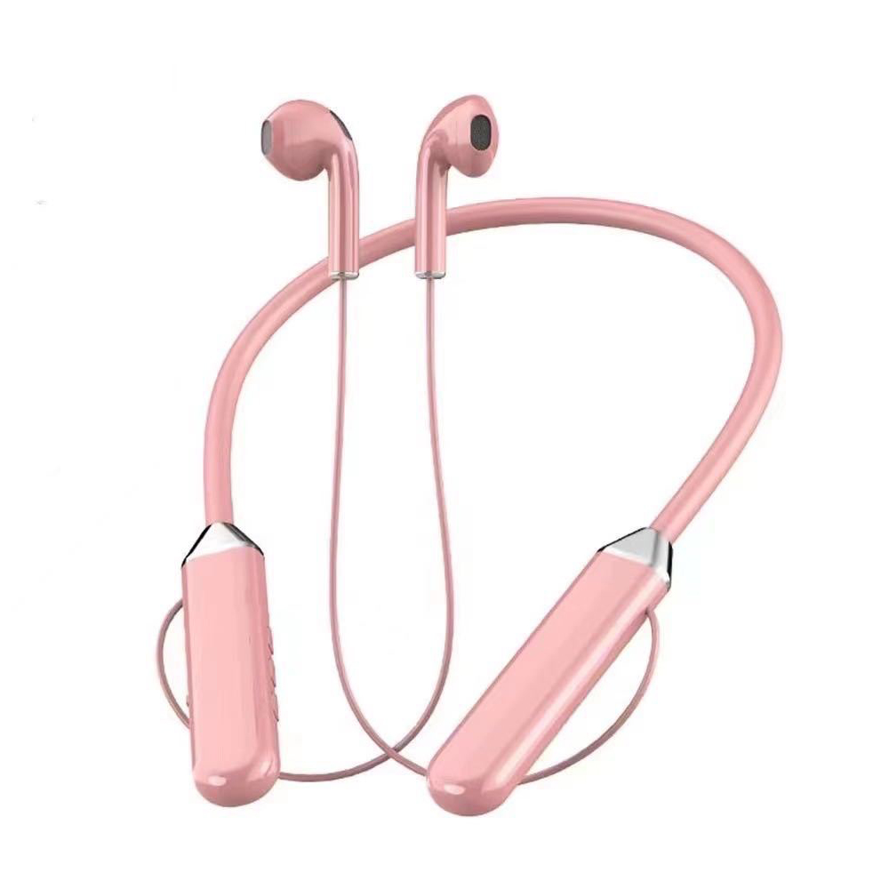 Magnetische NackenbüGel-Kopfhörer, kabellose Bluetooth 5.2-Kopfhörer, LED-Anzeige, Headset, Sport-Ohrhörer mit Geräuschunterdrückung und Mikrofon: Rosa
