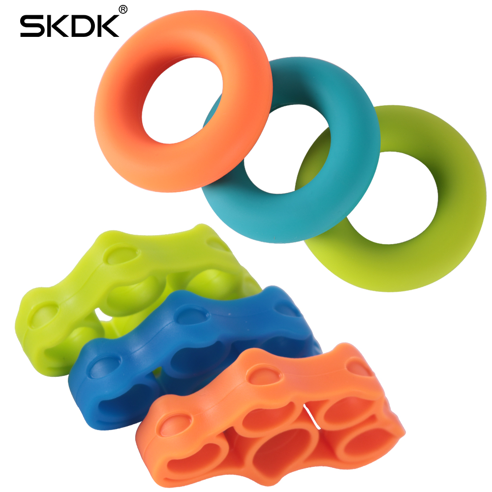 SKDK 1Set Silicone Hand Gripping Ring Finger Strength Trainer Exerciser Workout Gym Fitness Finger Expand Gripper