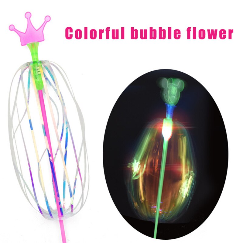 Variation magisk blinkende snoet boblestav lys op spin regnbue boble bold legetøj til barn tilfældig farve  m09