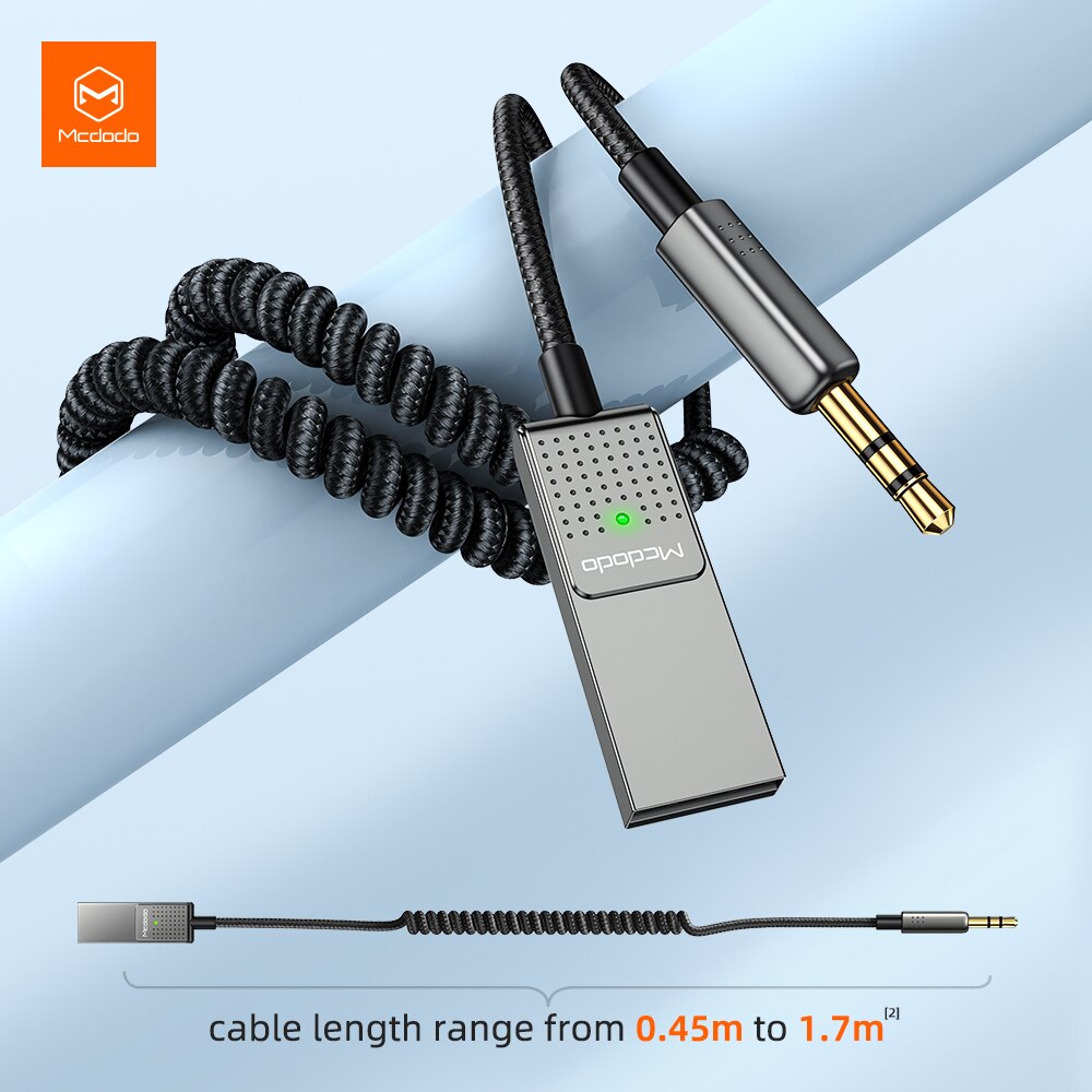 Mcdodo CA-8700 Bluetooth V5.1 Wireless USB Adapter Cable for Car 3.5mm AUX Jack Receiver