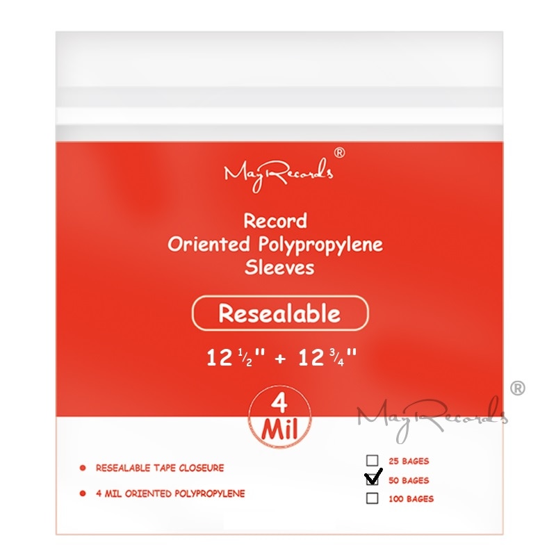 50PCS Resealable 4 Mil Flap Outer Plastic Vinyl Record Outer Sleeves for 12'' Normal LP GATEFOLD 2LP