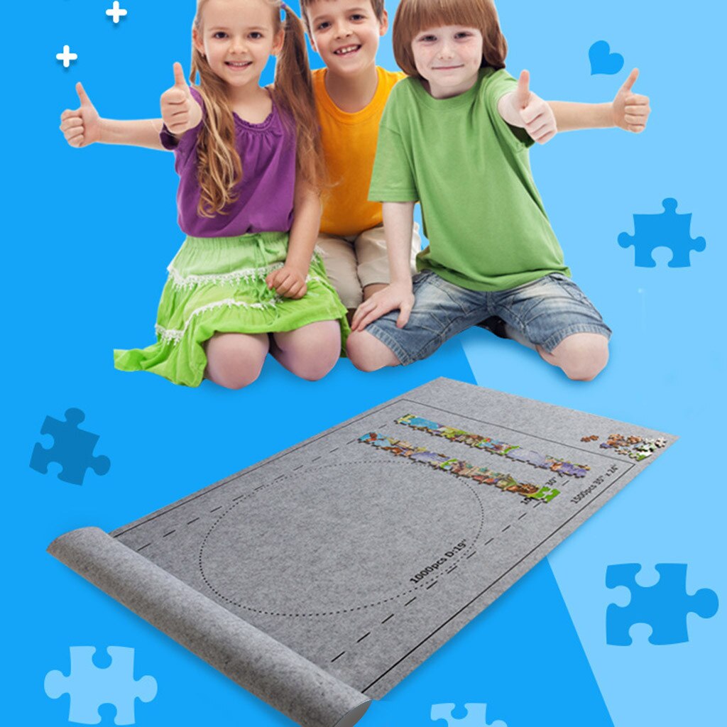 Puzzles for Kids Felt puzzle mat roll Floor Blanket Portable Folding Mat Home Game Puzzle Blanket with Drawstring Storage Bag