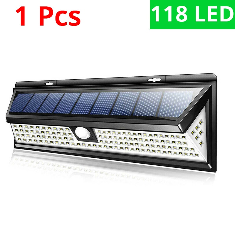 WAKYME 118 LED Solar Light Outdoor Motion Sensor Wall Lamp Waterproof Solar Powered Garden Security Floodlight Home Lighting: 1 piece