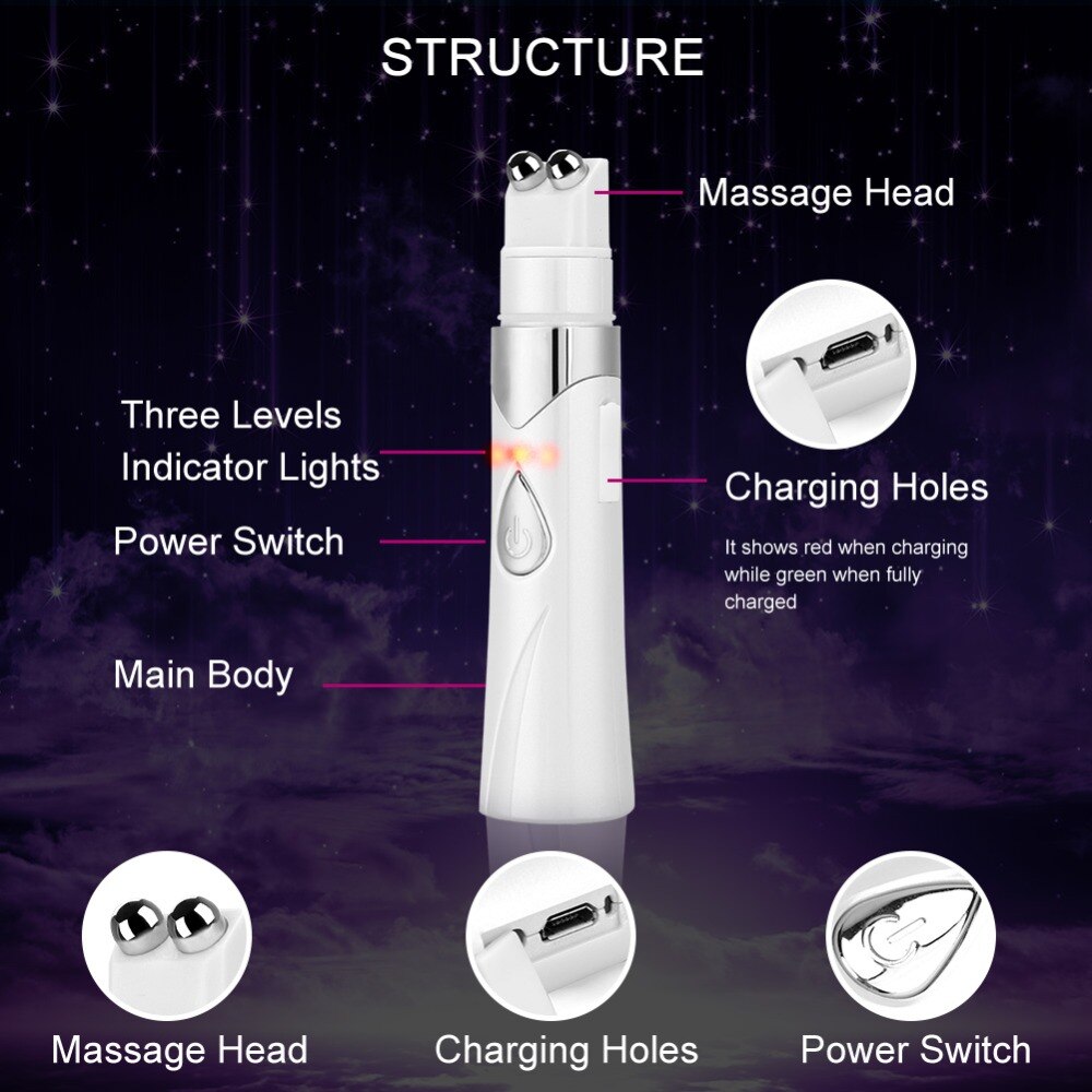 Oogverzorgingsinstrument, donkere kringen, wallen, rimpelverwijdering, elektrische vibratiemassager, bc