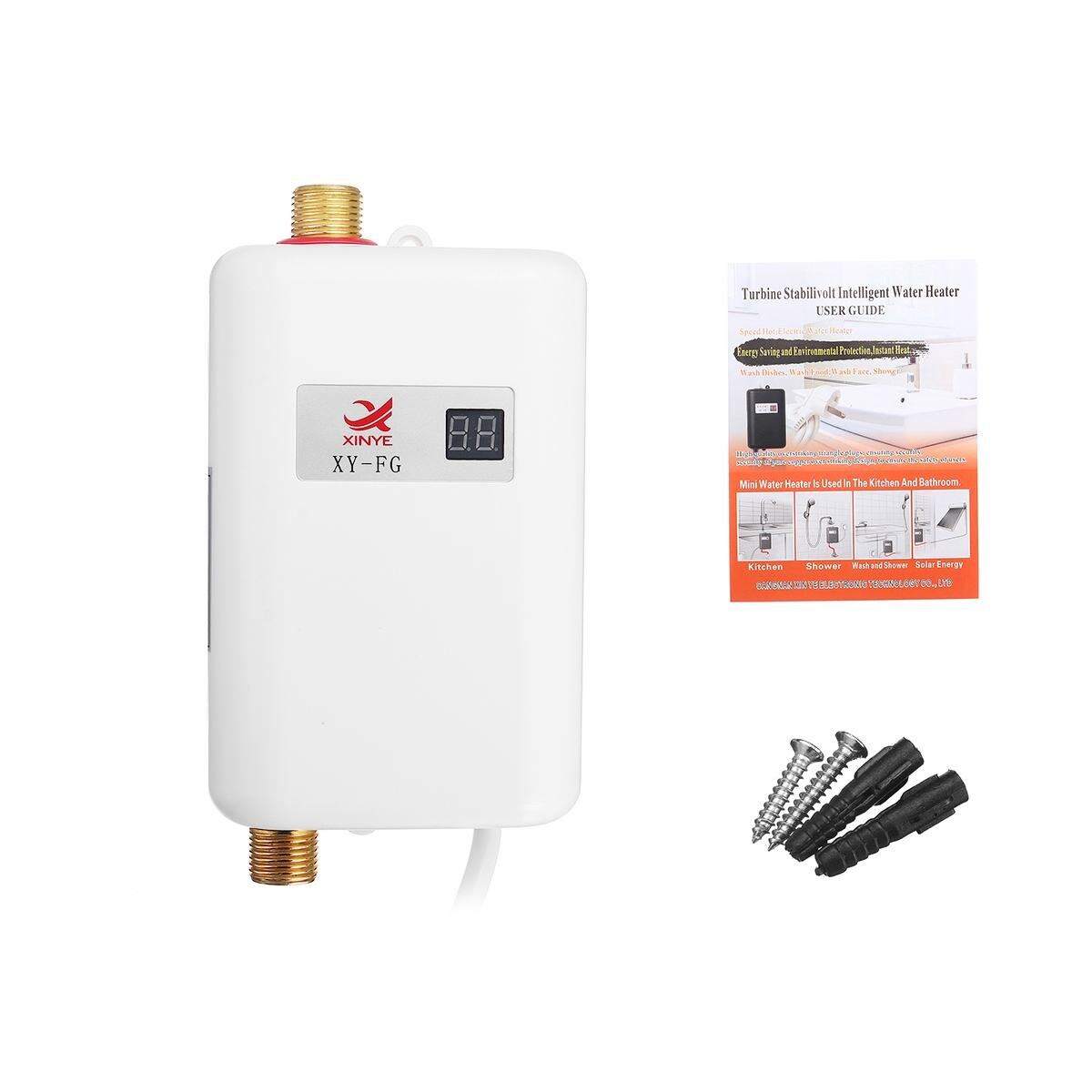3800W Mini Tankless LCD Digital Water Heater Instant Waterproof Faucet Kitchen Heating Thermostat Intelligent Energy-save