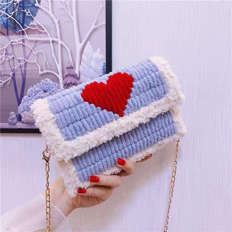 Bolsos creativos para manualidades, materiales de tejido artesanal, bolsa tejida a mano, gancho de pestillo práctico, accesorios de fabricación de bolsas de tela de malla, hecho a mano: BlueBeige