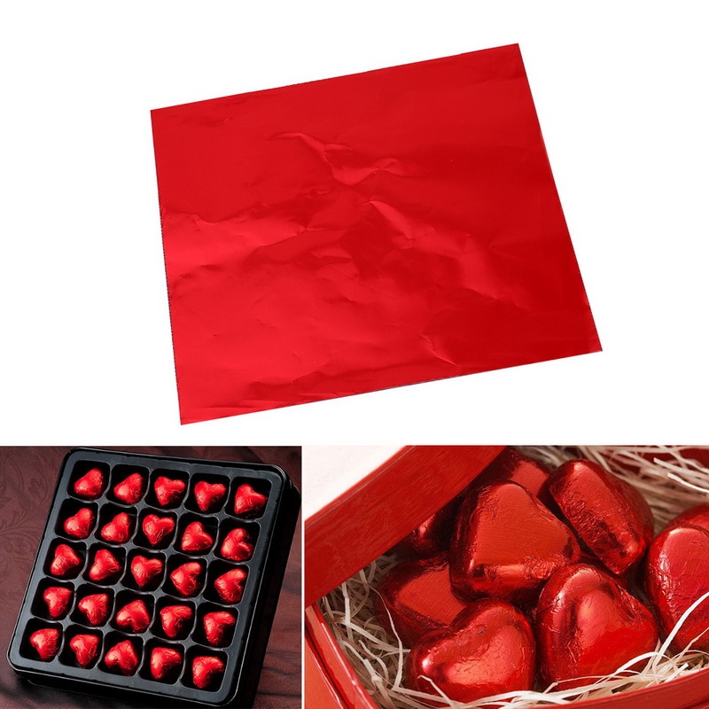 Didihou 100 Pcs Diy Voedsel Aluminiumfolie Papier 10 Kleuren Chocolade Snoep Verpakking Party Verjaardag Wrapper Folie Papier Sticker 8X8 Cm