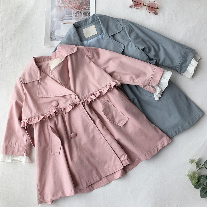 Mode Tiener Meisjes Windjack Meisje Roze Jas Dubbele Borst Jassen Voor Jassen Kinderen Blauwe Jas Kids Outfits Trenchcoat