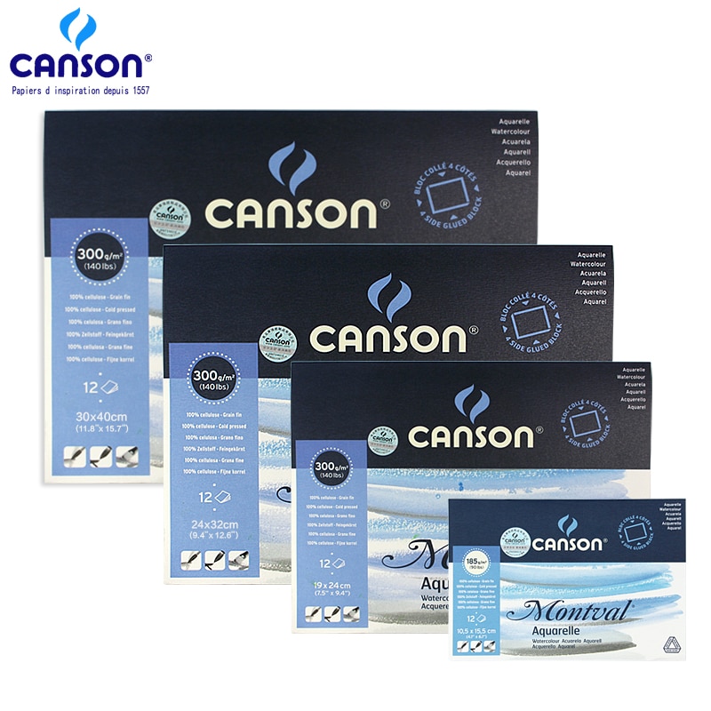 Canson Montval Aquarelle Aquarel Papier 300G 12 Lakens Frankrijk