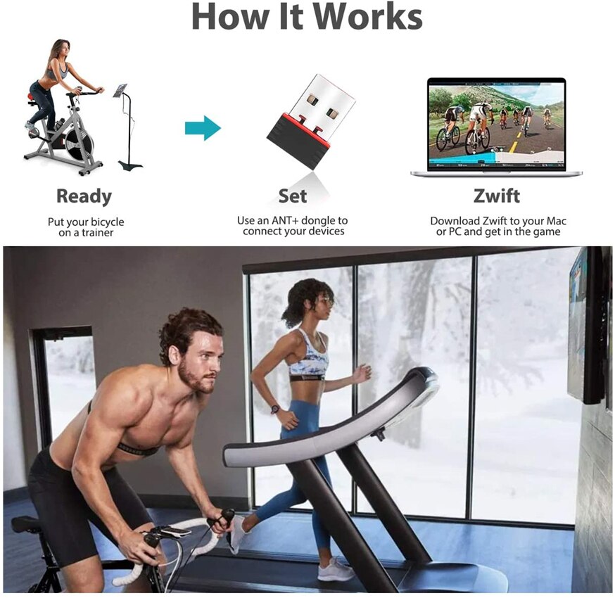 LIVL0V V5 USB ANT+ Dongle for Garmin Fitness Devices USB ANT Stick Compatible with Zwift TrainerRoad Wahoo Cycleops Trainer