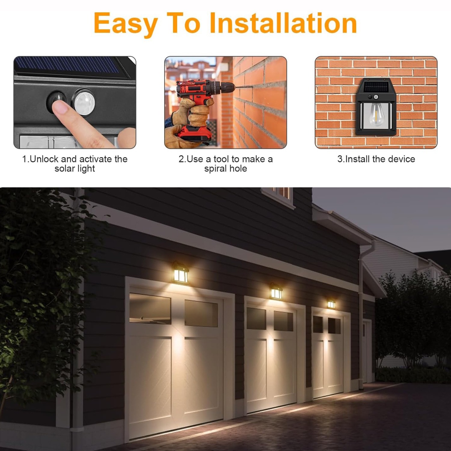 Solar Wall Lights Outdoor Dusk To Dawn Motion Sensor Garden Street Lantern Lamp Porch Lights 3 Modes for Patio Garage Street