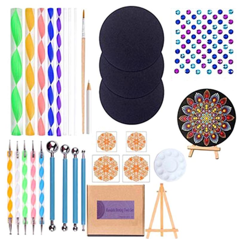 31pcs/set Mandala Dotting Pen Handwork Tool Painting with Stencils Diamond Tray