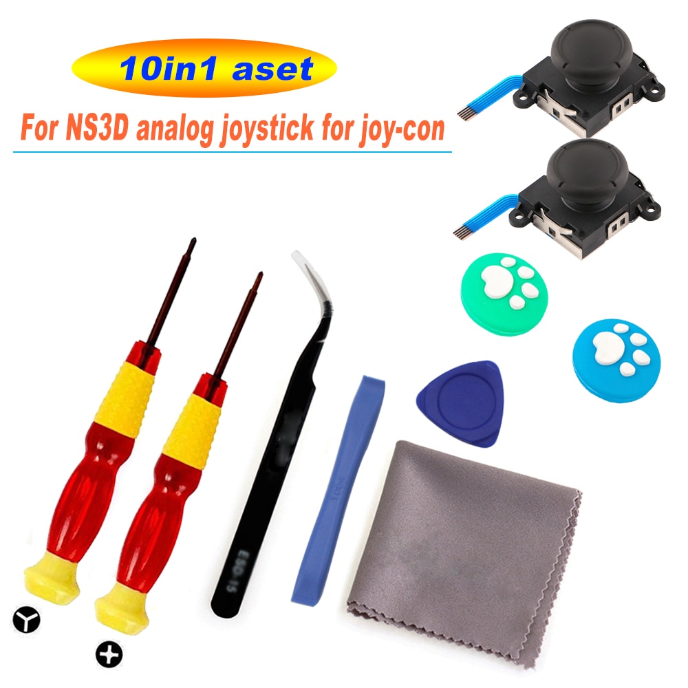 3D Analog Joycon Joystick Thumb Sticks Sensor Replacements Accessories For Nintend Switch Joy Con Controller Housing w/ Tool Kit: 10in1 B