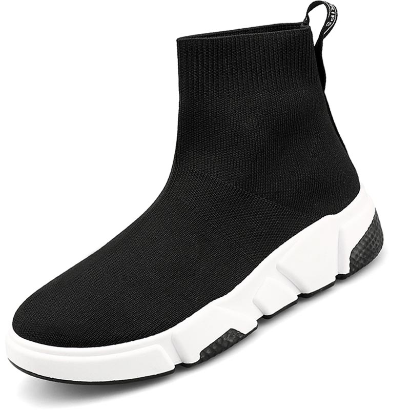 High Top Slip on Women's Running Shoes Women's High Sports Shoes Sport Sneakers High-level Sneakers Socks Female Black Gym E-466: 5