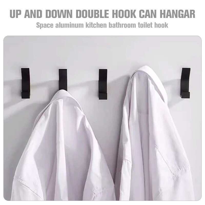 Crochet Double pour serviette, noir et blanc, pour vêtements de salle de bain, chambre à coucher, crochet pour manteau, accessoires de cuisine pour salon