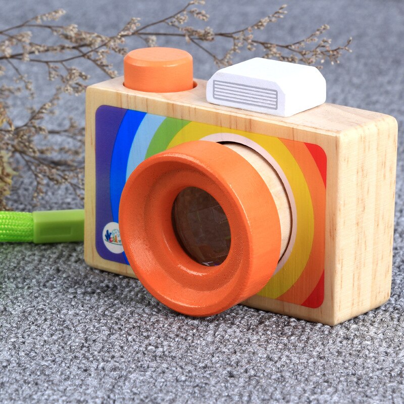 Baby Wooden Camera Kaleidoscope Toys Classic Cartoon Magic World Multi-prism Variety Bee Eye Effect Children Fun Toys