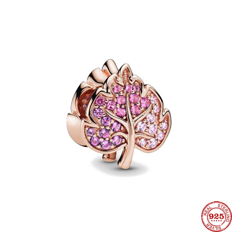 Original roséguld löv pärla berlock passar europeiska berlocker armband armband gör-det-själv smycken  p050: Default Title