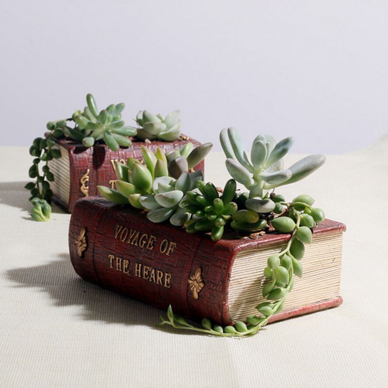 Vetplant Pot Box Container Huis Decoratie Tuin Planter Vintage Boek Bloem Cactus Hars Door Bonsai Planter Bloempot