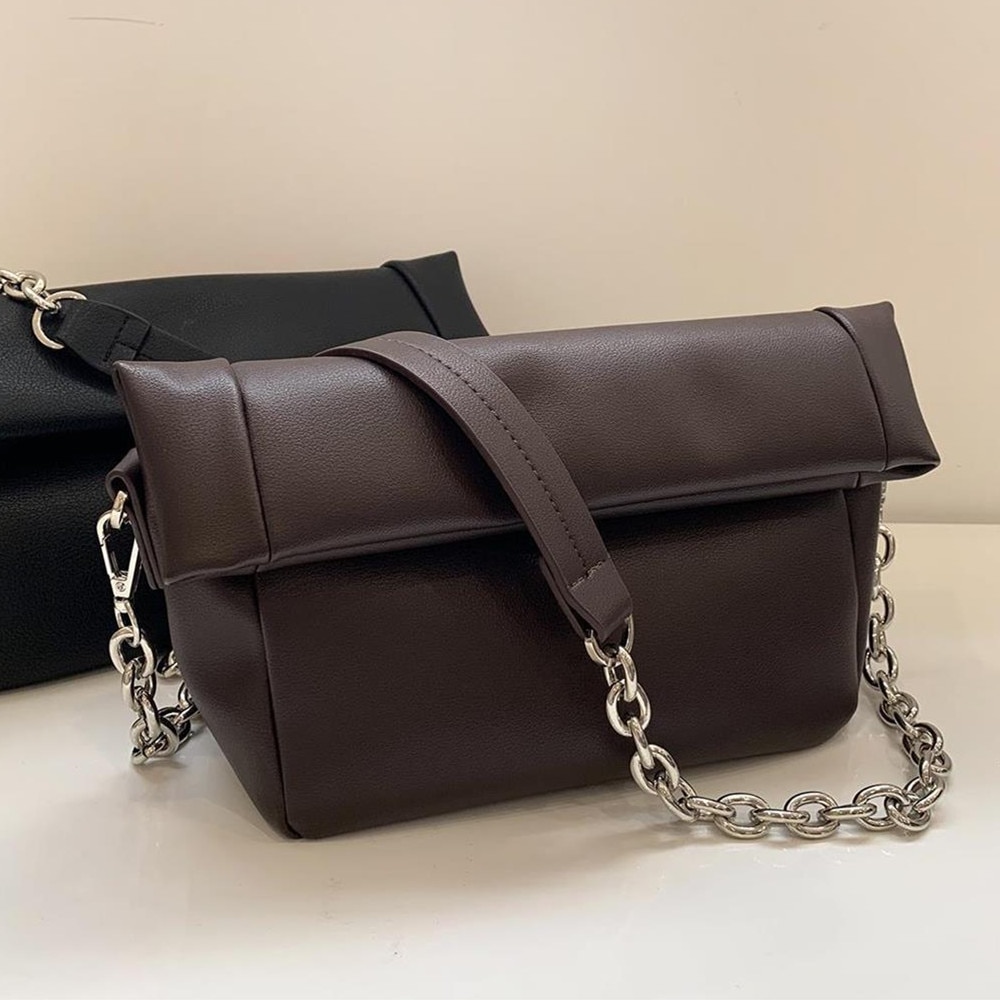 Pli femmes sacs à bandoulière en cuir pu femme bandoulière sacs de messager chaîne sac à bandoulière bolsa féminin 2 bretelles sac à main