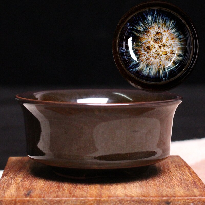 Taza de Té de Cerámica Hecha a Mano - Acabado Crackle Glaze - Vajilla Ecológica de Barro: Taza de mostrador 50 ml