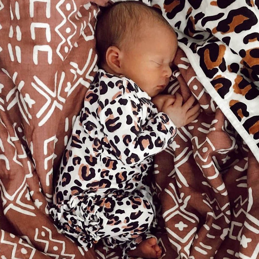Infant Baby Boys&Girls Long Sleeve Leopard Print Ruffles Romper Jumpsuit Clothes organic cotton baby clothes winter baby romper