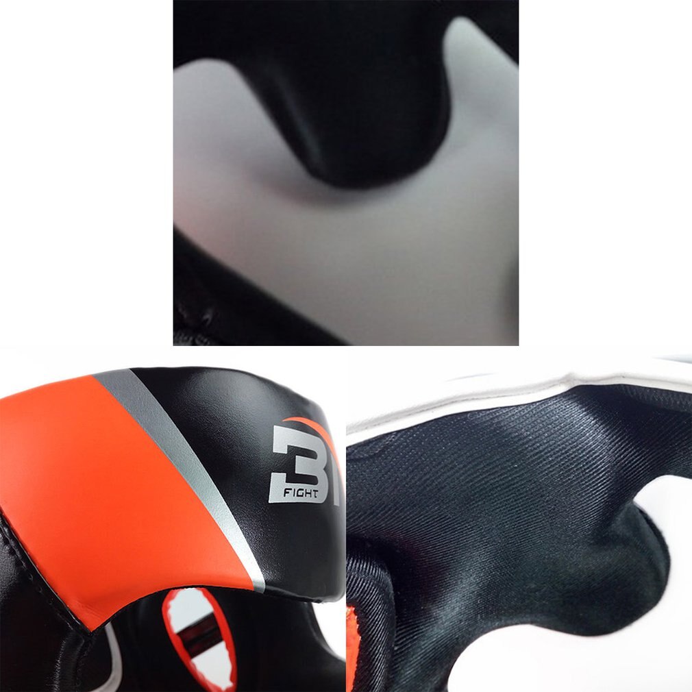 Full-Covered Boxing Helmet Muay Thai PU Leather Training Sparring Boxing Headgear Gym Equipment Taekwondo Head Guard