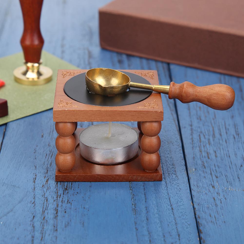 Retro cera de vedação forno fogão pote alça de madeira vedação colher de cera para vedação de cera decorativa selo de cera presente do ofício dropship