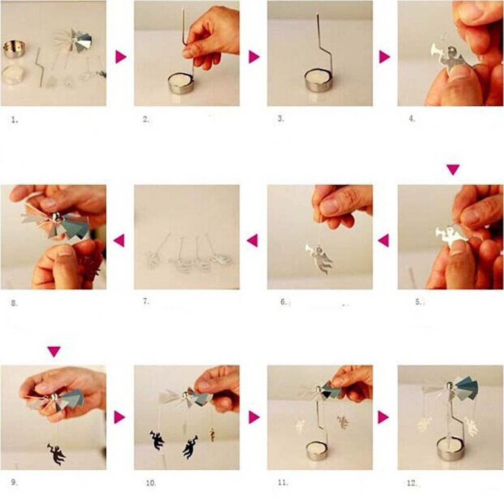 Silver Gold Candlesticks Rotating Romantic Rotation Spinning Carrousel Tea Light Candle Holder Dinner Wedding Bar Party Decor