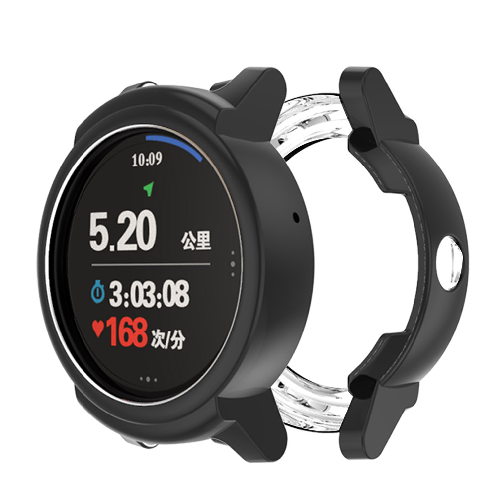 Mjukt silikonfodral för ticwatch e smart watch skyddsfodral bumper för tic watch e klocka skydd pansar slim plätering tpu skal: Svart