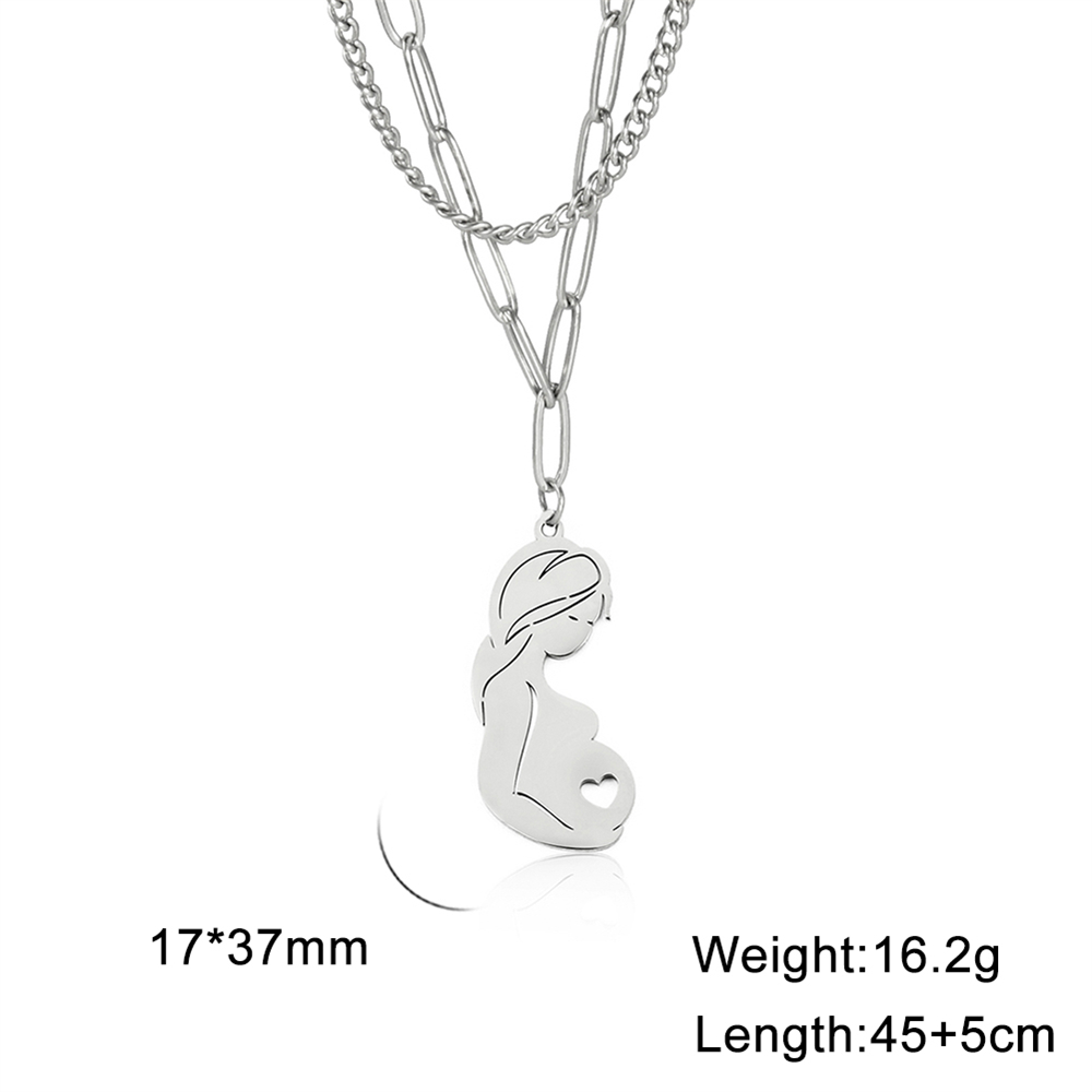 Cazador encantador colgante familiar para mamá, papá, niños, bebé, mujer embarazada, gargantilla de acero inoxidable, joyería, del Día de la madre,: Rosa